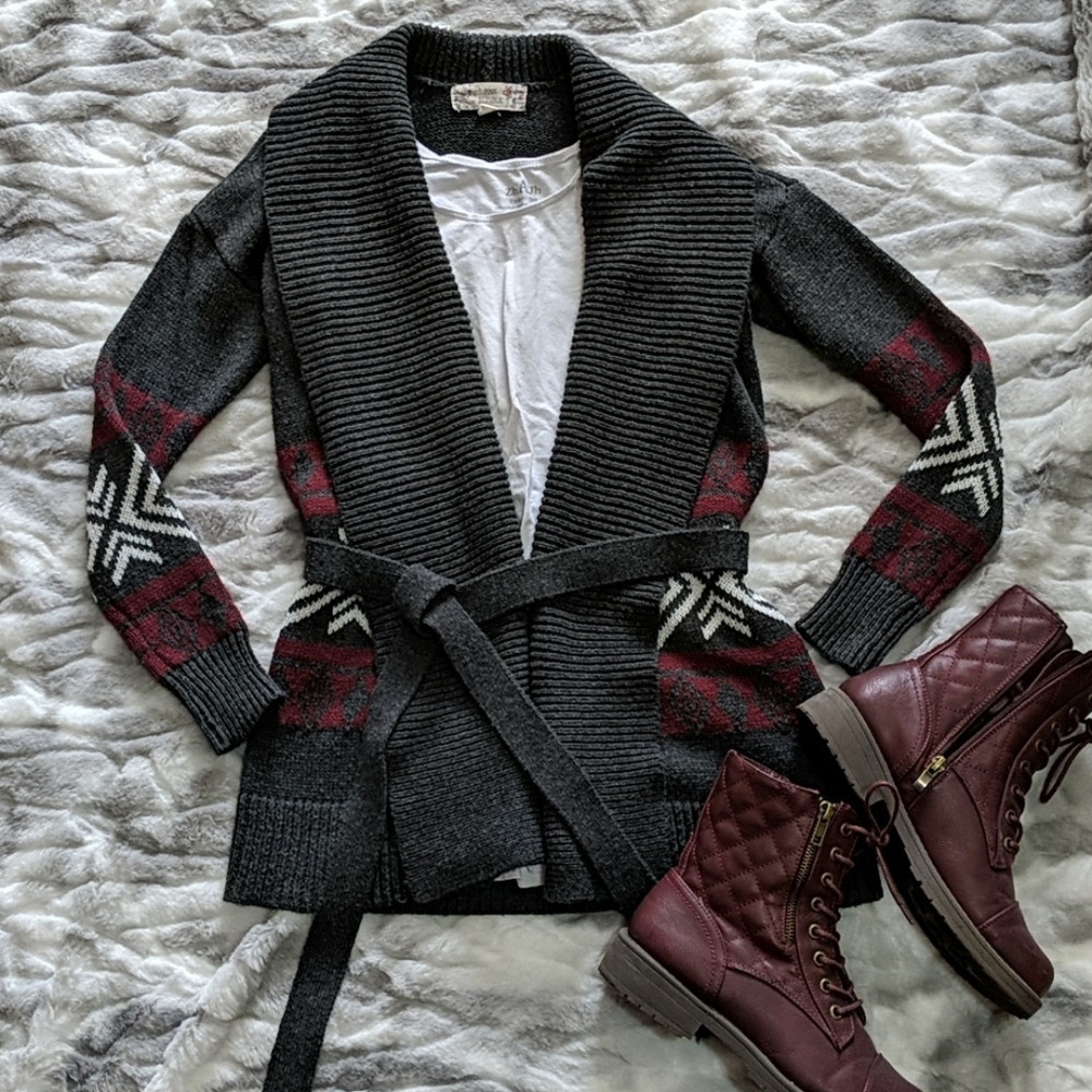 Sweater Cardigan with Optional Belt